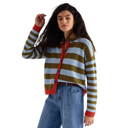 Seasalt Cornwall Pinwell Cardigan - Bright Shape Seagrass Mix